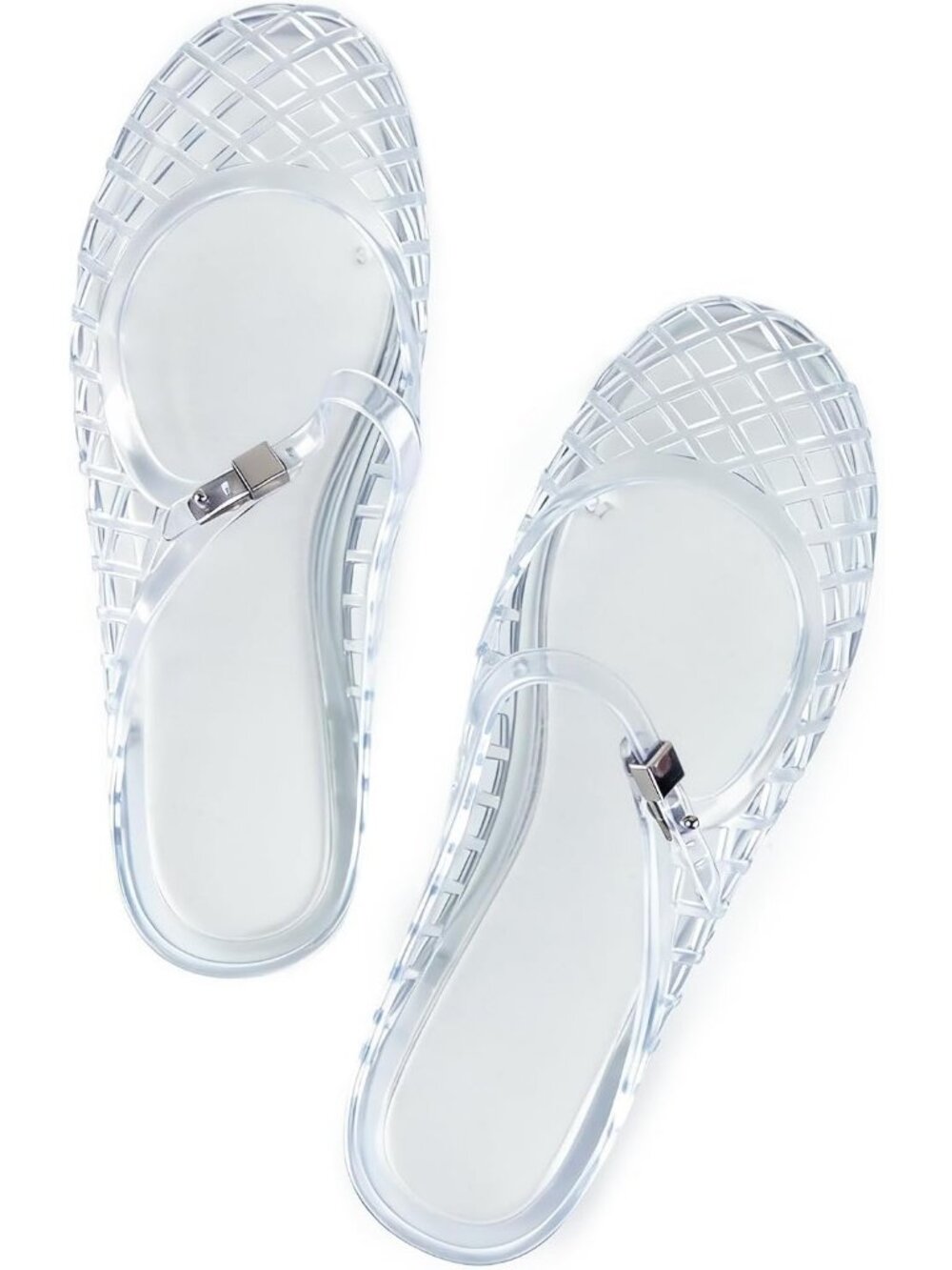 Women’s White Clear Jelly Closed Toe Slingback Flats Lightweight Casual Sandals